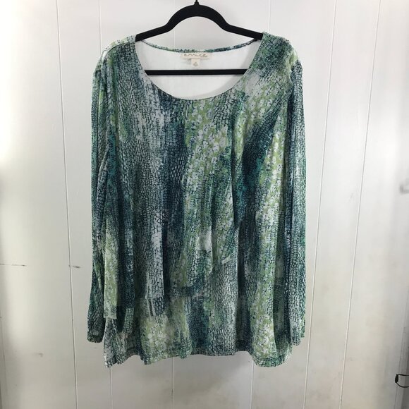 Emaline green mesh long sleeve blouse size 2X - Picture 1 of 4